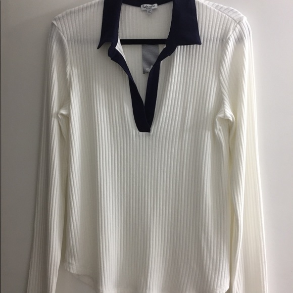 Splendid Sylvie Rib Long Sleeve Scoop Polo NWT - Picture 2 of 6
